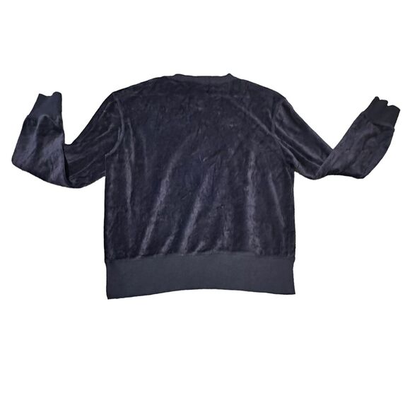 & Other Stories Women's Size S Velvet Velour Crew Neck Sweatshirt Navy - Picture 2 of 5